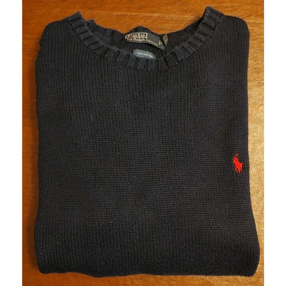 Men's Polo Ralph Lauren Pullover Crew Neck Sweater Navy Blue - 2XB - Picture 2 of 5